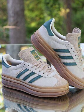 Adidas Gazelle Bold Beige Collegiate Green